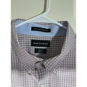 Paul Fredrick Men's Dress Shirt 100% Cotton Red 18.5 - 34 Classic Fit